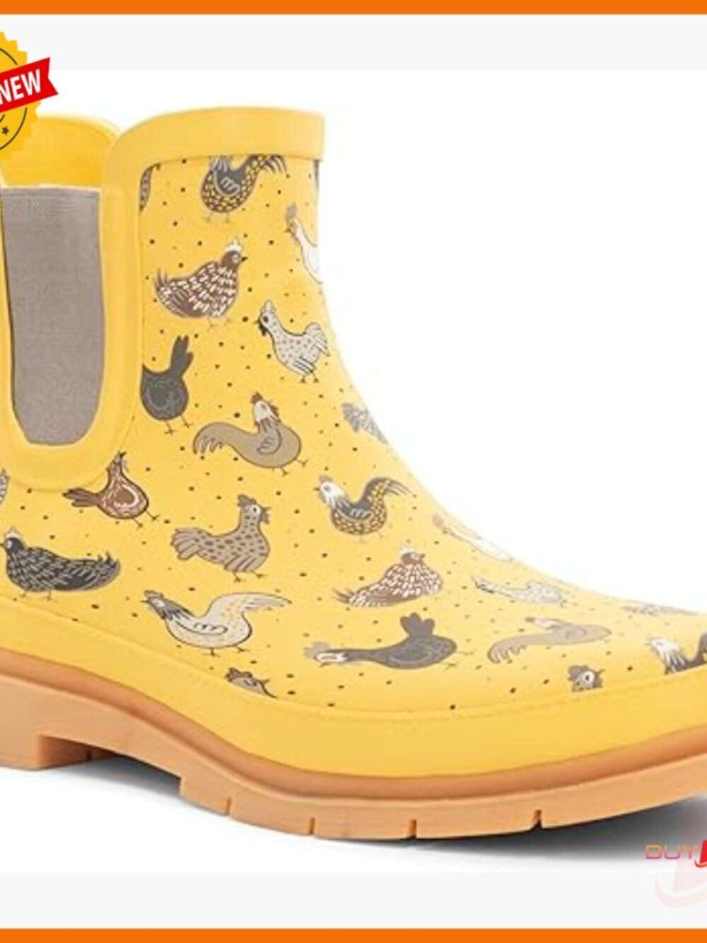 Women's Waterproof Chelsea Ankle Rain Boots with Elastic Gore